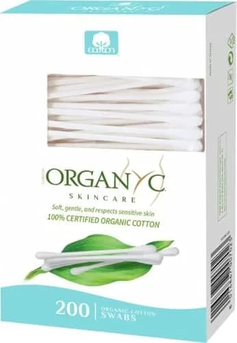 Organyc 100% Certified Organic Cotton Swabs - 200 Count, White | GOTS Certified, Hypoallergenic, Sustainable thumbnail 1