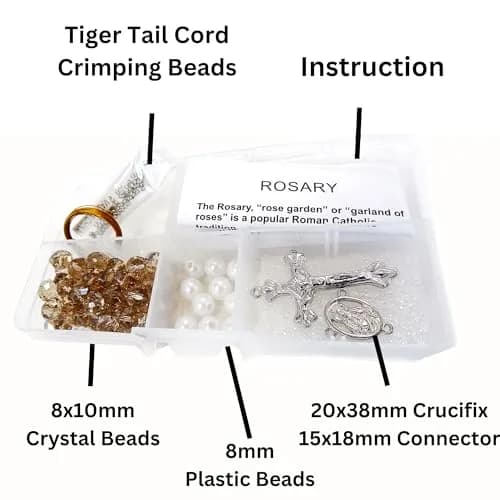 Linpeng Rosary Prayer Necklace Making Supplies Kit, Smoky Brown | First Communion Gift, Religious Beading Kit thumbnail 4