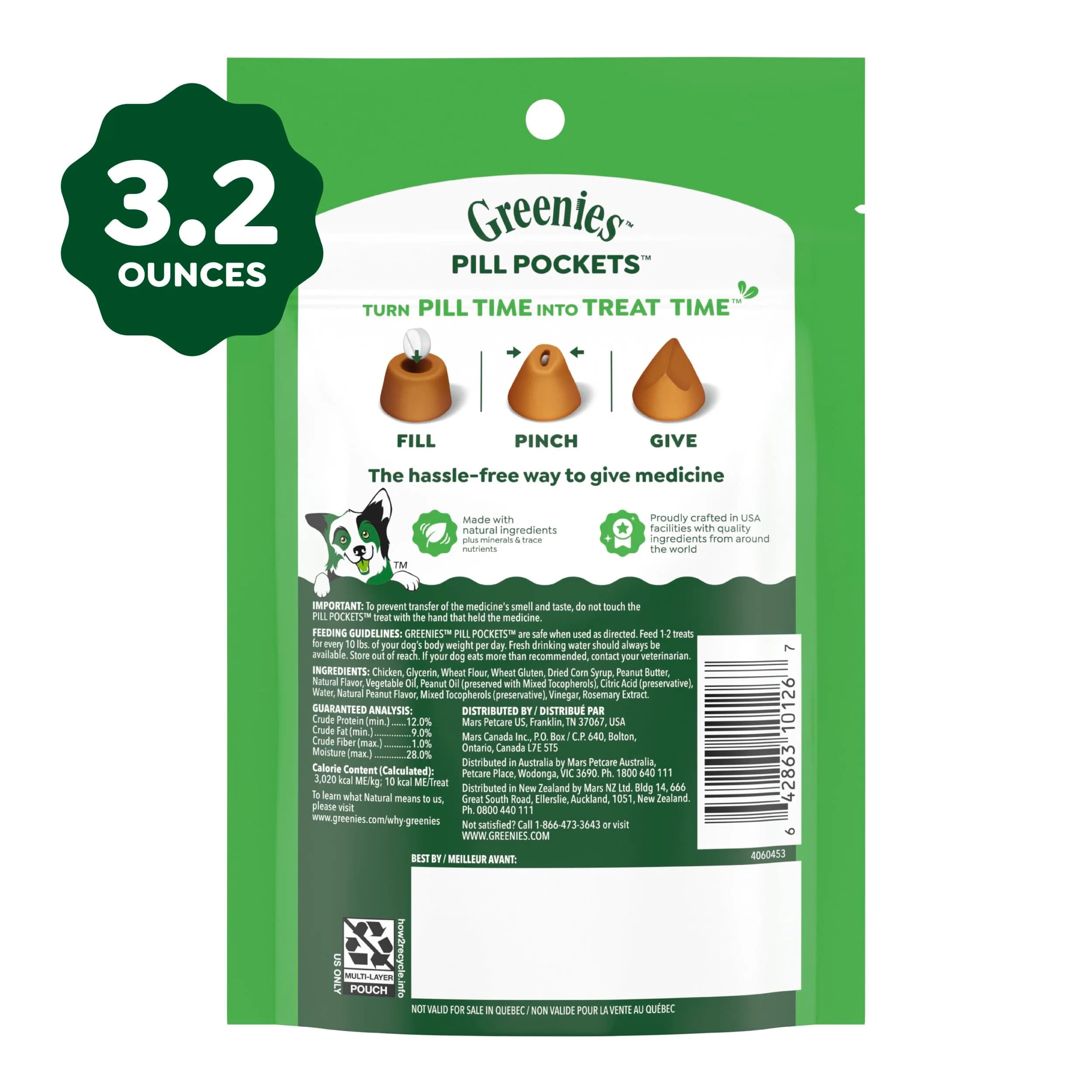 Greenies Peanut Butter Pill Pockets Small Size Dog Treats 30 Count (1.5 oz) | Vet-Recommended for Small Dogs - view 9