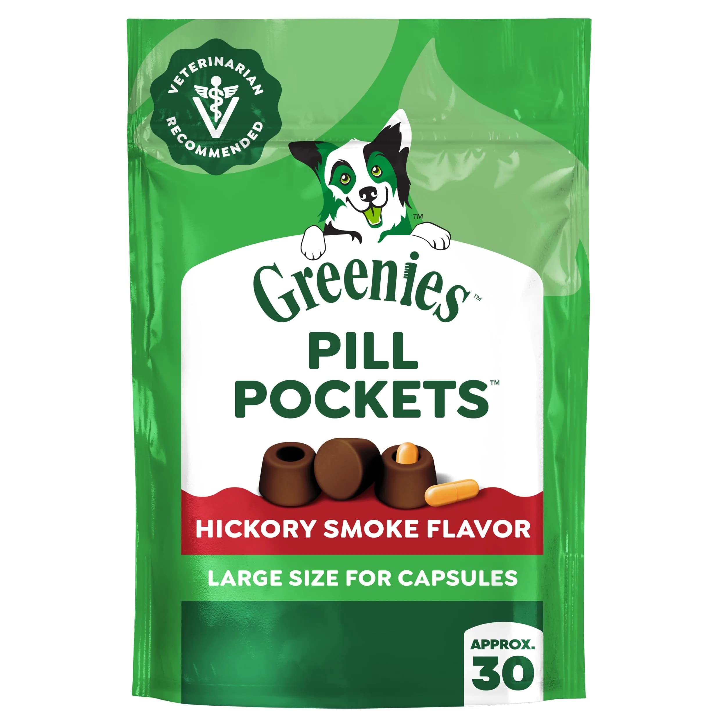 Greenies Pill Pockets Large Size Dog Treats Hickory Smoke 30 Count (240g / 7.9oz) | Vet-Recommended Pill Masking