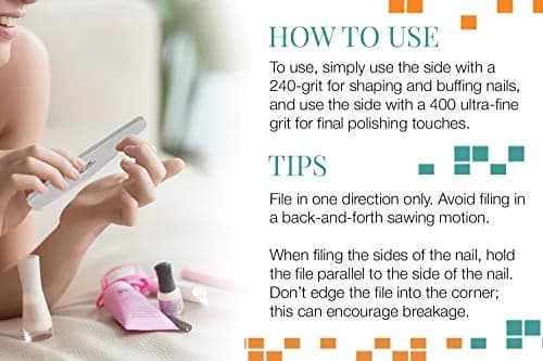 Nail Tek The Finisher Nail File – Double-Sided 240/400 Grit Files for Natural Nails, Acrylic & Gel, Manicure and Pedicure Kit Supplies, 6 Pack | Fine Grit, 7 Inch thumbnail 7