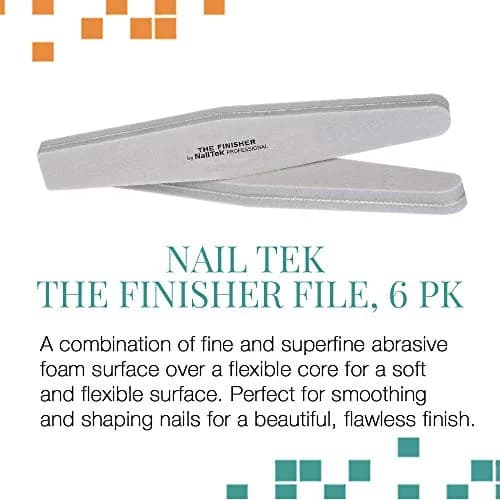 Nail Tek The Finisher Nail File – Double-Sided 240/400 Grit Files for Natural Nails, Acrylic & Gel, Manicure and Pedicure Kit Supplies, 6 Pack | Fine Grit, 7 Inch thumbnail 2