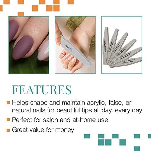 Nail Tek The Finisher Nail File – Double-Sided 240/400 Grit Files for Natural Nails, Acrylic & Gel, Manicure and Pedicure Kit Supplies, 6 Pack | Fine Grit, 7 Inch thumbnail 3