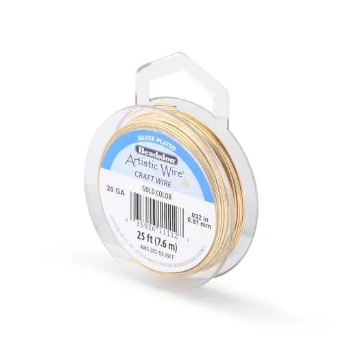 Artistic Wire Silver Plated Copper Craft Wire 20 Gauge Gold Color 25 ft (7.62 m) | Dead Soft, Tarnish Resistant thumbnail 1
