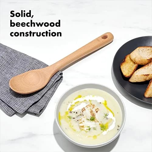 OXO Good Grips 3-Piece Wooden Spoon Set | Solid Beechwood, Safe for Non-Stick Cookware, Hand Wash Only thumbnail 2