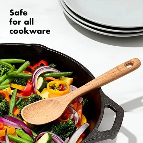 OXO Good Grips 3-Piece Wooden Spoon Set | Solid Beechwood, Safe for Non-Stick Cookware, Hand Wash Only thumbnail 4