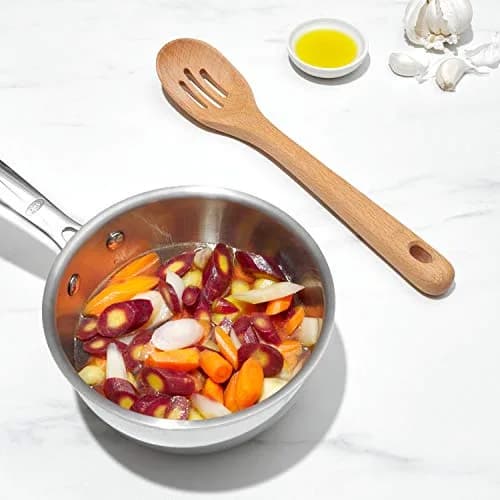 OXO Good Grips Wooden Utensil Set for Cooking, 3-Piece | Solid Beechwood Spoon, Slotted Spoon, Turner thumbnail 7