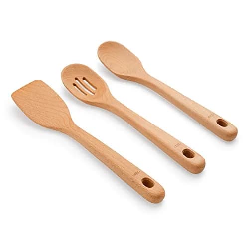 OXO Good Grips Wooden Utensil Set for Cooking, 3-Piece | Solid Beechwood Spoon, Slotted Spoon, Turner thumbnail 9