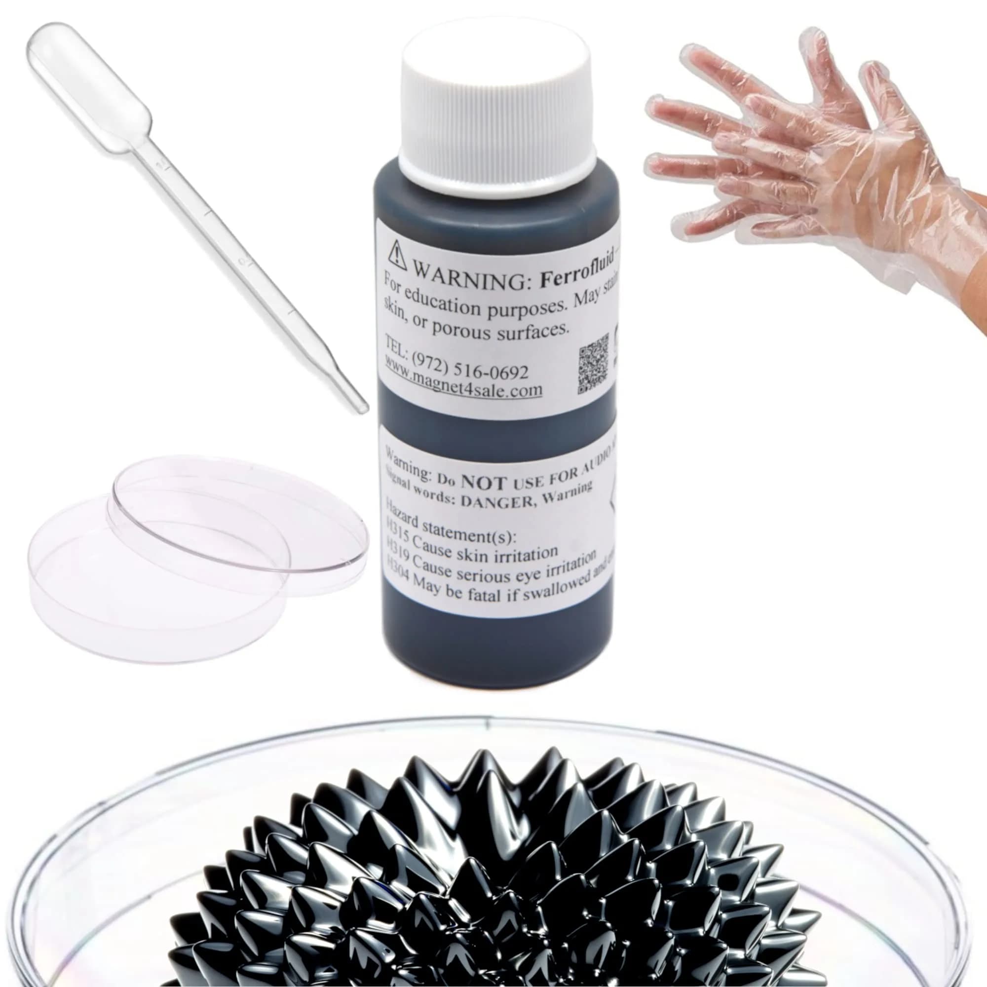 CMS MAGNETICS Ferrofluid 1000cc (33.8 Fl Oz) | Educational Grade for STEM Learning — 2 fluid oz (59mL) / Basic Fluid Kit