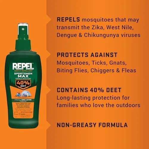 Repel Sportsmen Max Formula Pump Spray 40% DEET Insect Repellent 180ml (6 Fl Oz) | EPA Registered for Mosquitoes & Ticks thumbnail 6