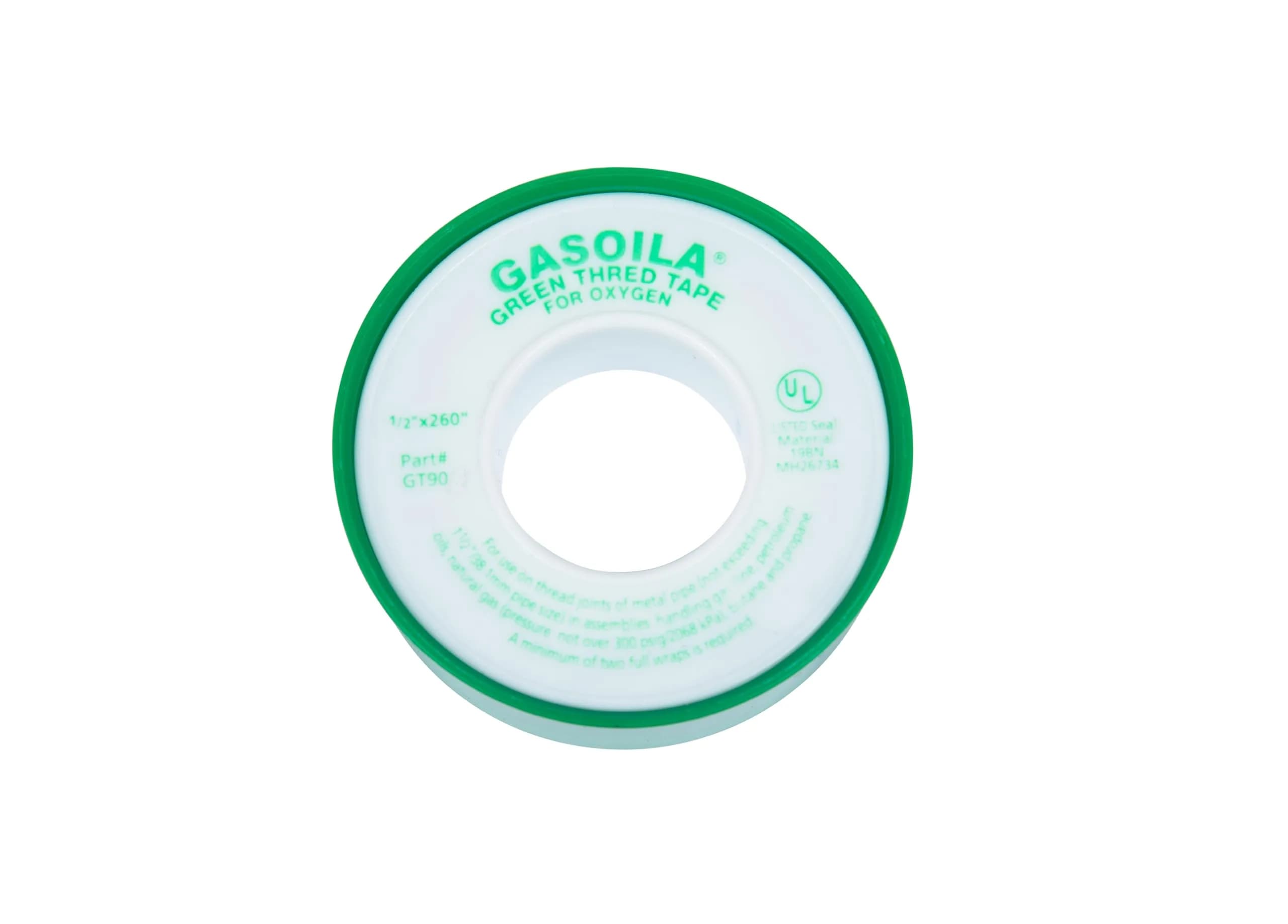 Gasoila Green PTFE Thread Seal Tape | Leak-Proof, High-Density, Non-Toxic (1/2 Inch x 260 Inch)