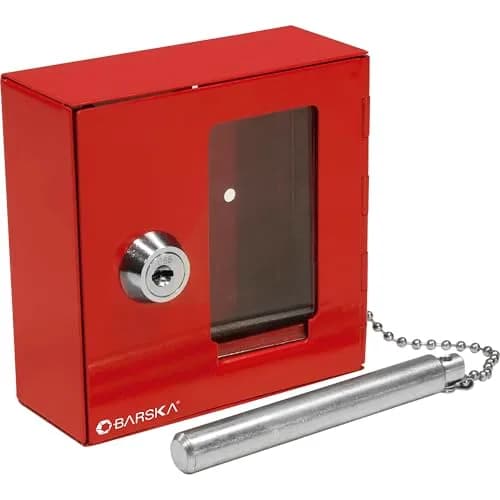 Barska Red Steel Emergency Key Box with Breakable Glass & Hammer | 1 Unit thumbnail 1