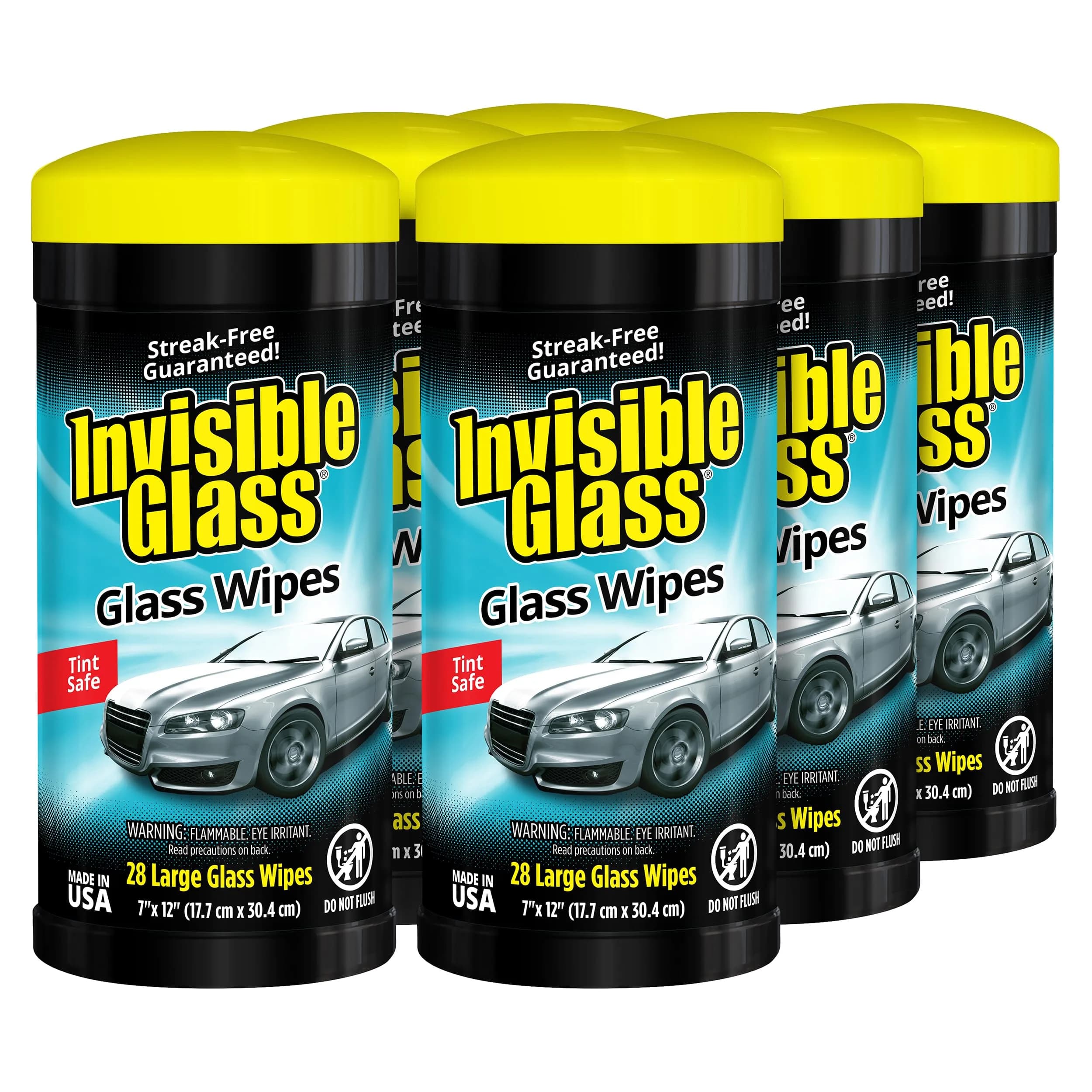 Invisible Glass Auto Glass Cleaning Wipes 28 Count (168 Wipes Total) | Streak-Free Car Windshield Cleaner — White