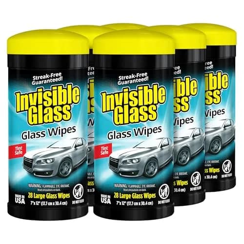 Invisible Glass Auto Glass Cleaning Wipes 28 Count (168 Wipes Total) | Streak-Free Car Windshield Cleaner thumbnail 1