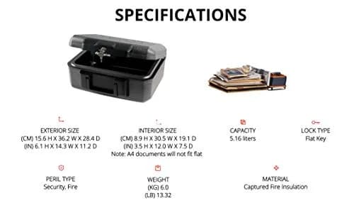 SentrySafe 1210 Fireproof Safe with Key Lock 5.16L (0.18 cu. ft.) | UL Classified 30-Min Fire Protection thumbnail 4