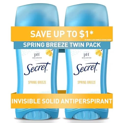 Secret Shower Fresh Invisible Solid Antiperspirant for Women, 2.6 oz (Pack of 2) | 24hr Sweat & Odor Protection — Powder Fresh