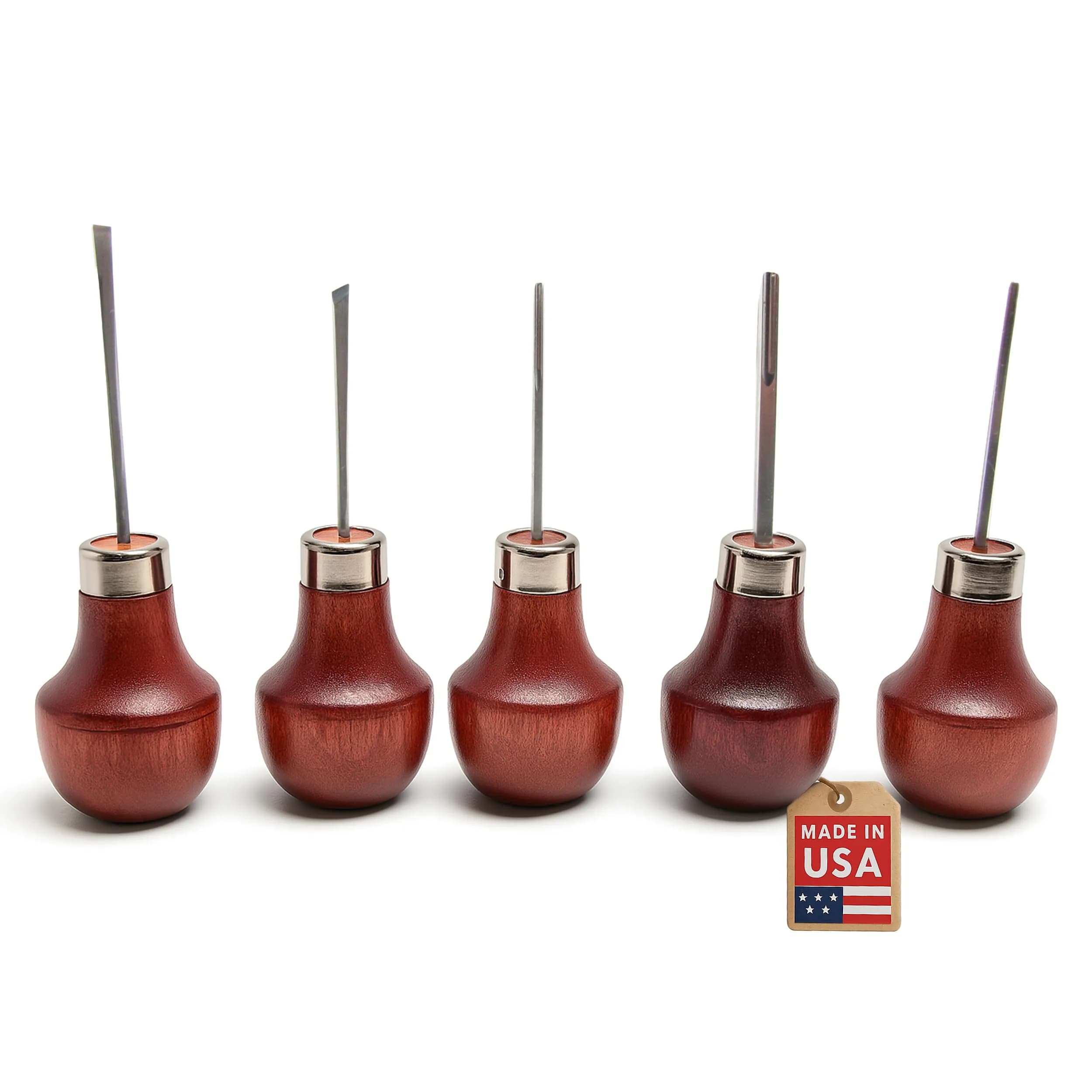 UJ Ramelson Co Wood Carving Tools Palm Set for Woodworking, Fine Miniature Detail, Stamp Making, Tile Etching, Mini Chisel and Gouge, 5 Pieces | Precision Miniature Carving — Medium