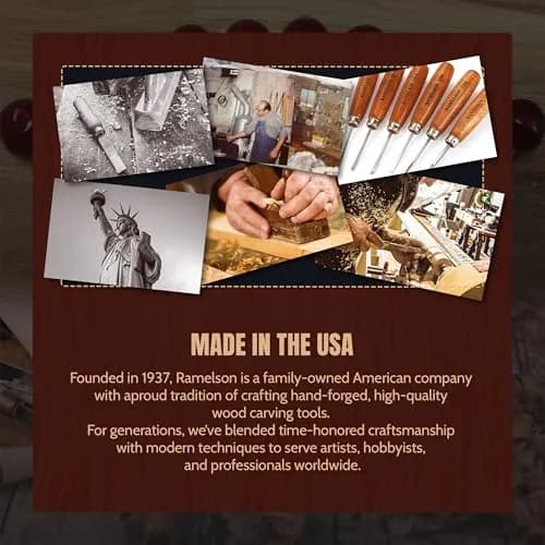 UJ Ramelson Co Wood Carving Tools Palm Set for Woodworking, Fine Miniature Detail, Stamp Making, Tile Etching, Mini Chisel and Gouge, 5 Pieces | Precision Miniature Carving thumbnail 5