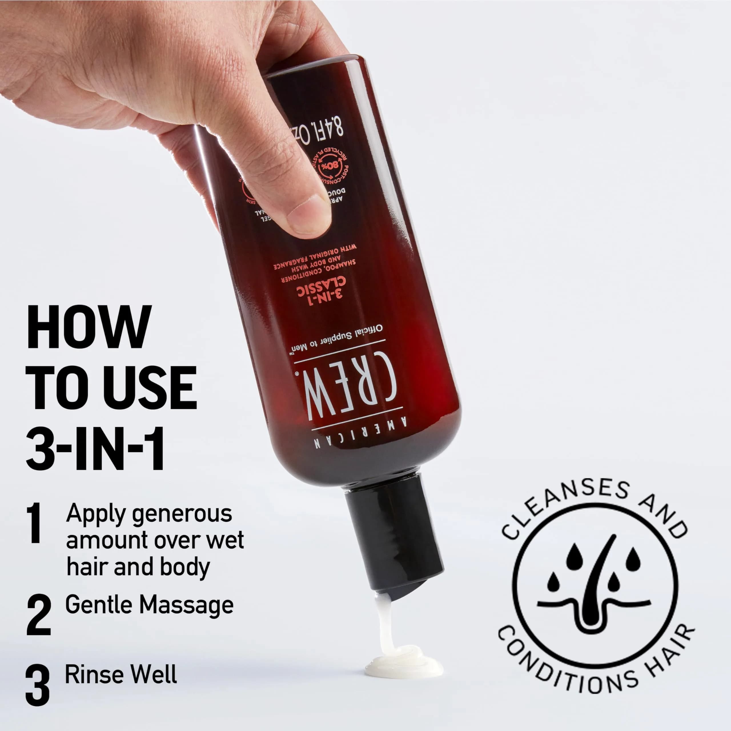American Crew 3-in-1 Shampoo, Conditioner & Body Wash 1000ml (33.8 Fl Oz) | Classic Scent for Men - view 5