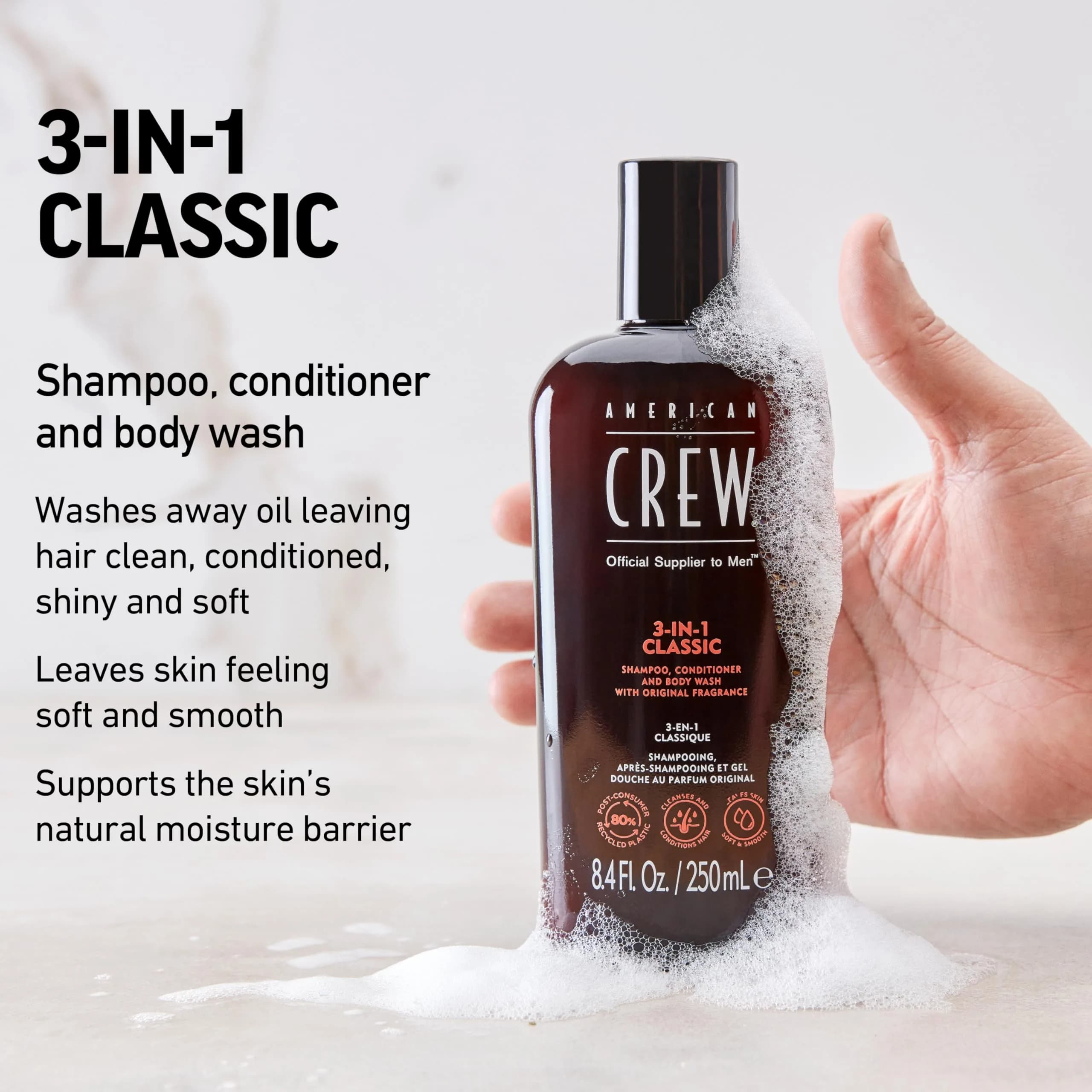 American Crew 3-in-1 Shampoo, Conditioner & Body Wash 1000ml (33.8 Fl Oz) | Classic Scent for Men - view 3