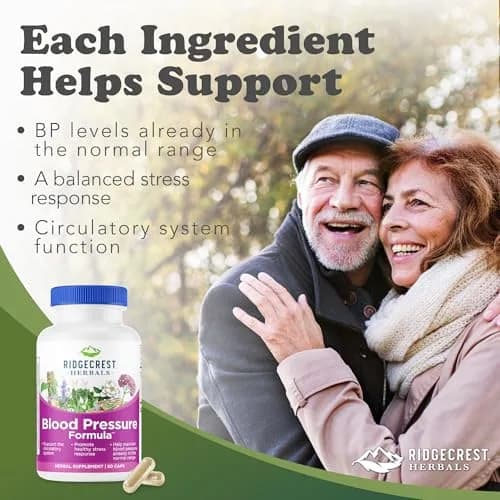 RidgeCrest Herbals Blood Pressure Herbal Formula Circulation Support 60 Ct | Natural Circulatory Tonic for Adults thumbnail 2