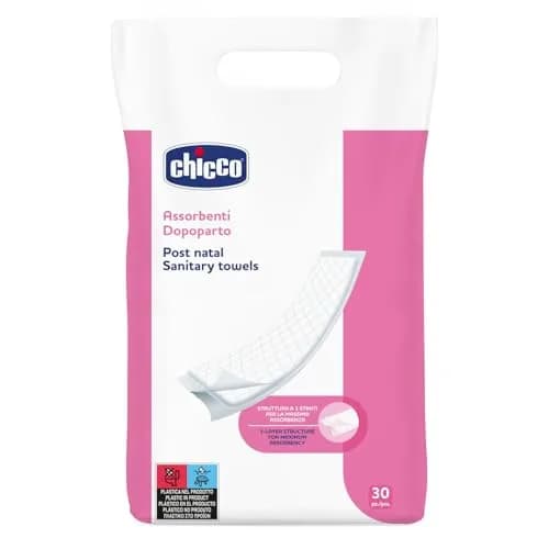 Chicco Mammy Absorbent Postpartum Pads 30 Count | Hypoallergenic Fabric for Dry Skin thumbnail 1