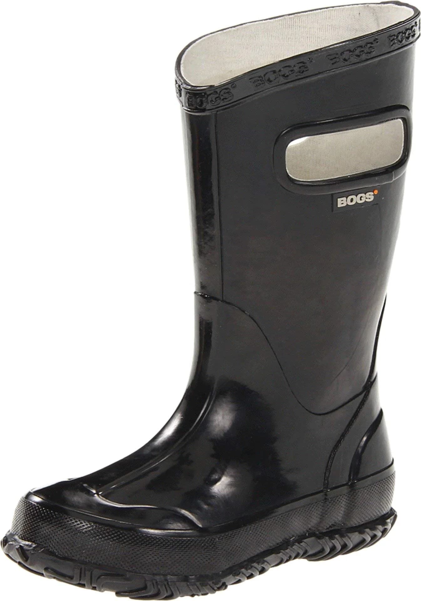 BOGS Kids Rainboot Solid Boot - BLACK - 10 | Waterproof Rubber, Easy Pull Handles, Non-Slip Outsole