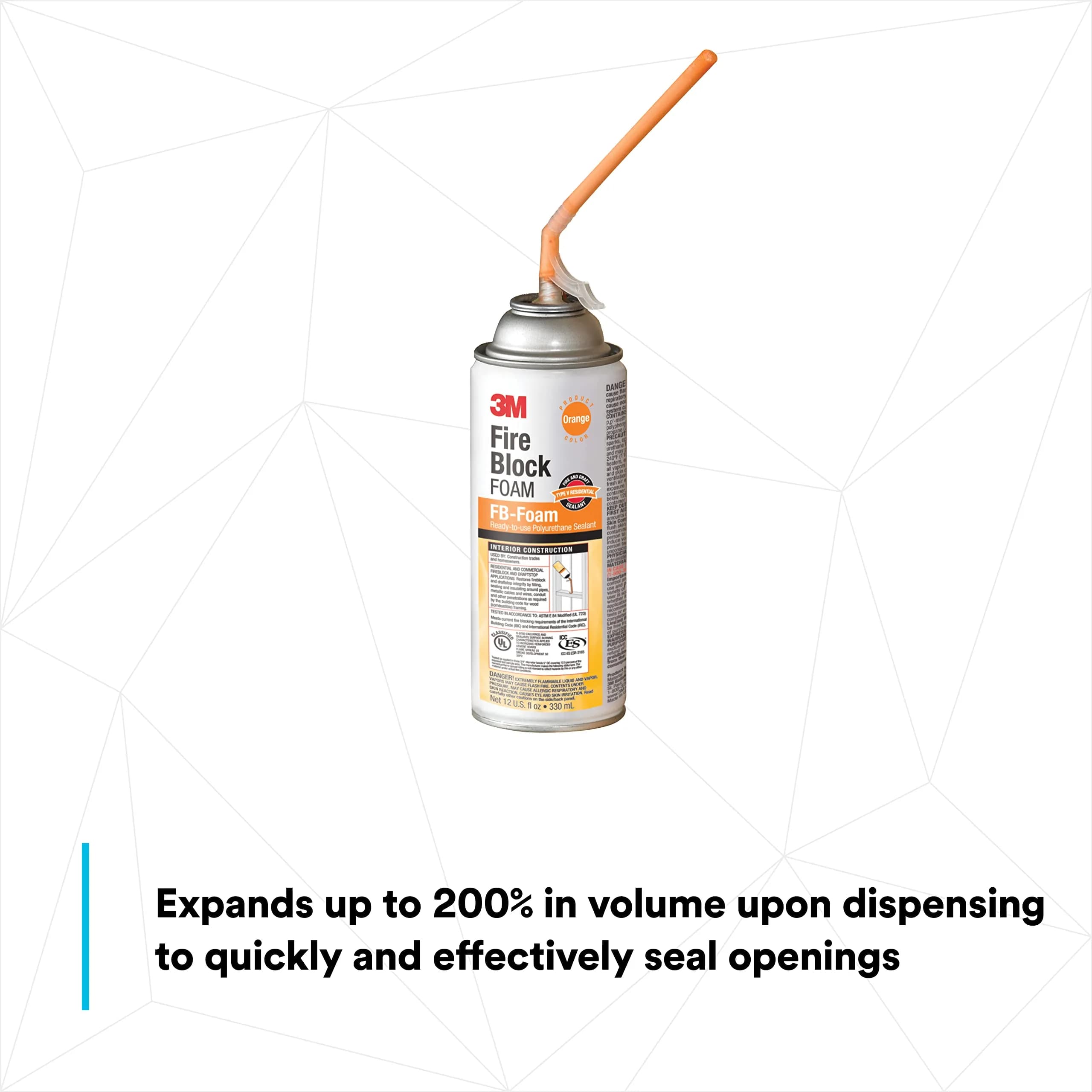 3M Fire Block Foam FB-Foam Orange 355ml (12 fl oz) | Tested ASTM E84 Type V Fireblock - view 3