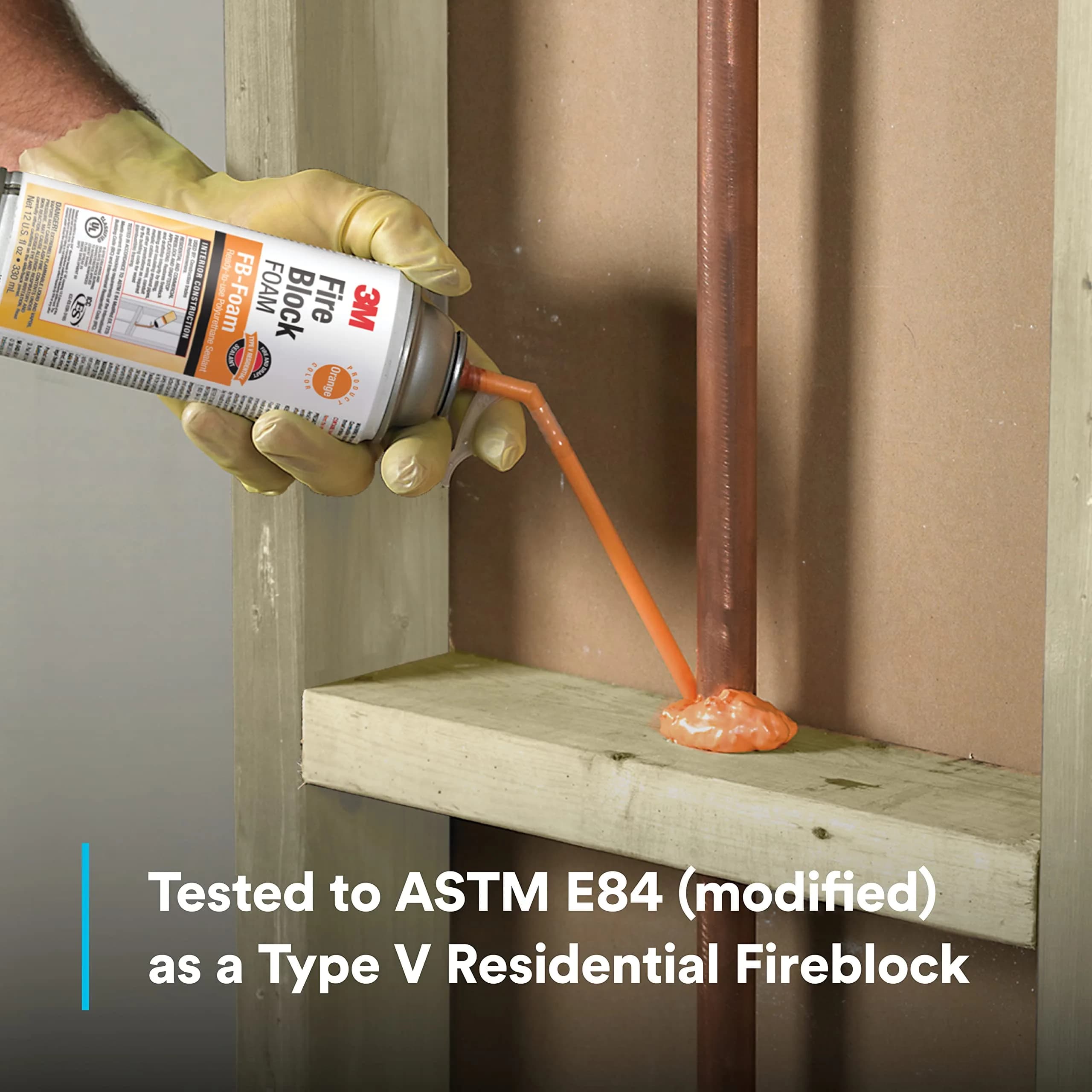 3M Fire Block Foam FB-Foam Orange 355ml (12 fl oz) | Tested ASTM E84 Type V Fireblock - view 4