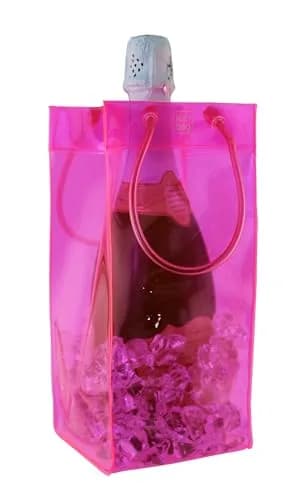 Franmara Collapsible Wine Cooler Bag (Translucent Pink) 26.9cm (10.6in) H x 11.7cm (4.6in) W x 10.2cm (4in) D | Reusable Ice Bucket for Parties & Picnics thumbnail 1