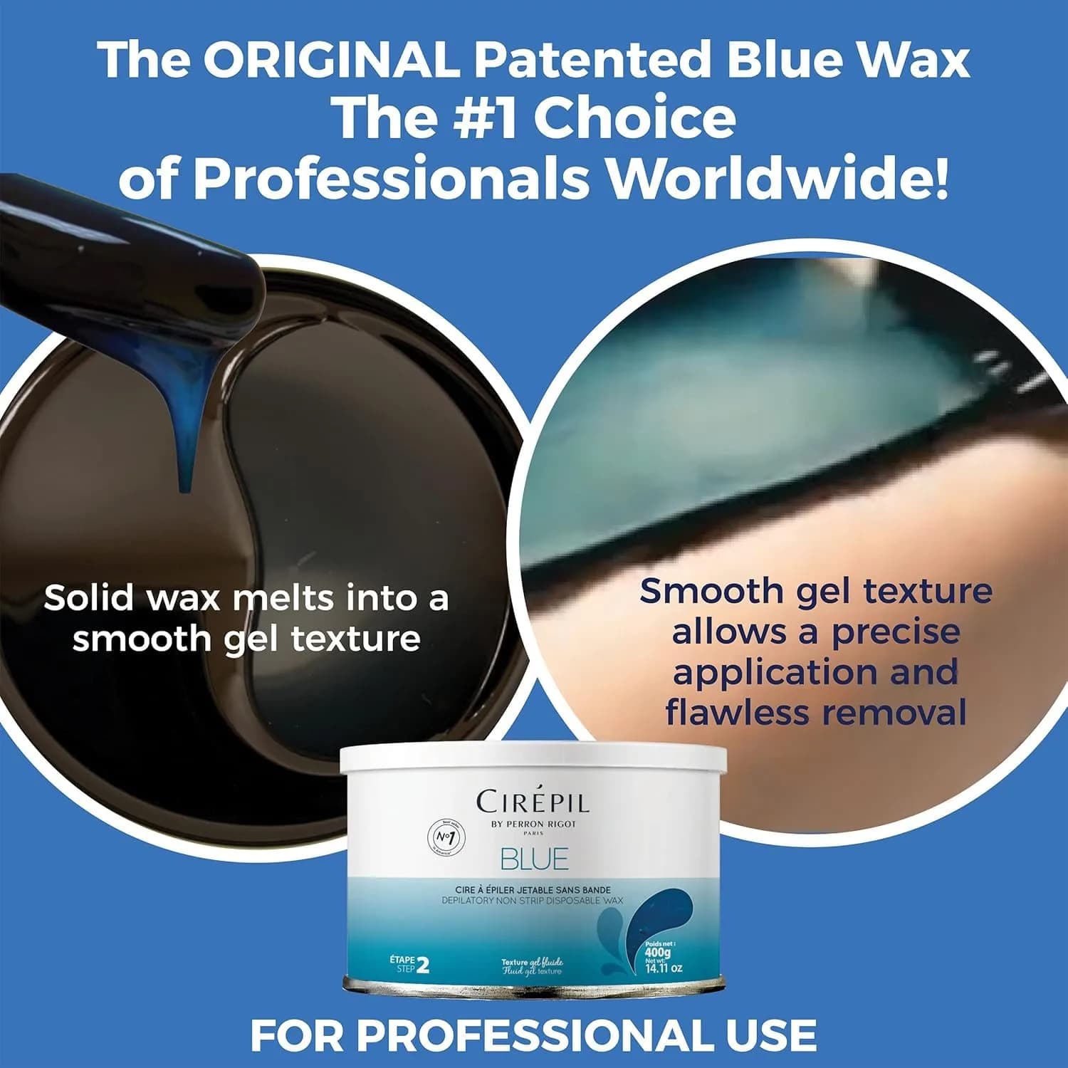 Cirepil Blue Stripless Hard Wax Beads 14.11oz Tin | Professional Hair Removal for Face, Bikini, Body - view 4