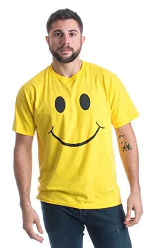 Ann Arbor T-shirt Co. Smile Face Unisex T-Shirt Medium Yellow | Soft Cotton, Modern Fit, Positive Vibe thumbnail 3