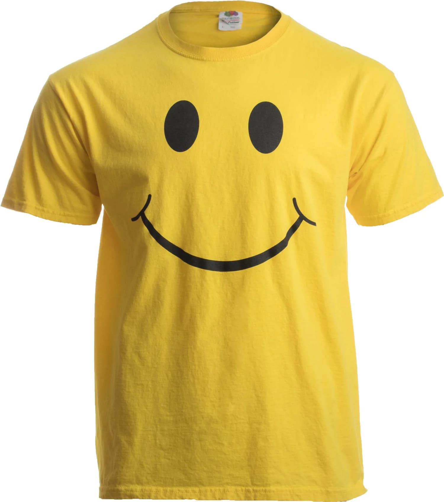 Ann Arbor T-shirt Co. Smile Face Unisex T-Shirt Medium Yellow | Soft Cotton, Modern Fit, Positive Vibe — Yellow