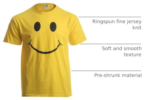 Ann Arbor T-shirt Co. Smile Face Unisex T-Shirt 2XL Yellow | Soft Cotton, Modern Fit, Positive Vibe thumbnail 4