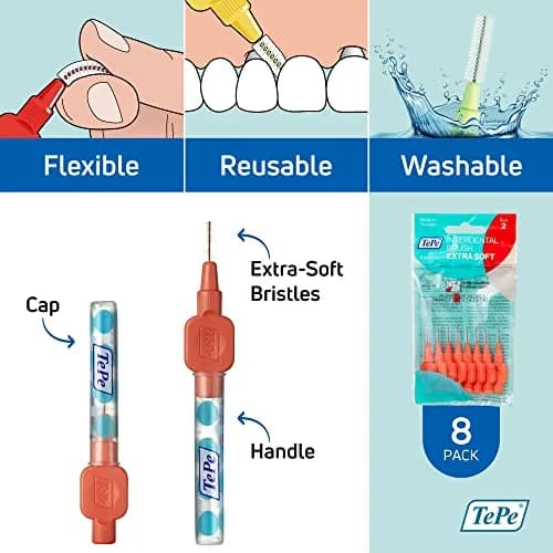 TePe Extra Soft Interdental Brush 0.5 mm (Red) | Dentist-Developed for Gentle Cleaning thumbnail 5