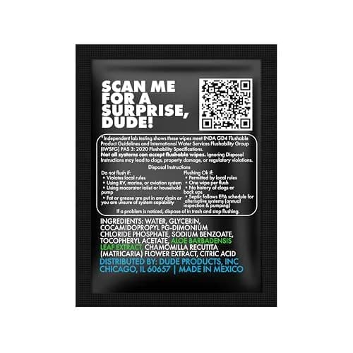 DUDE Wipes On-The-Go Unscented Adult Flushable Travel Wipes 30 Count | Plant-Based & Septic-Safe thumbnail 7