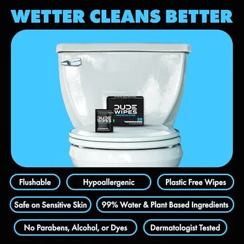 DUDE Wipes On-The-Go Unscented Adult Flushable Travel Wipes 30 Count | Plant-Based & Septic-Safe thumbnail 3