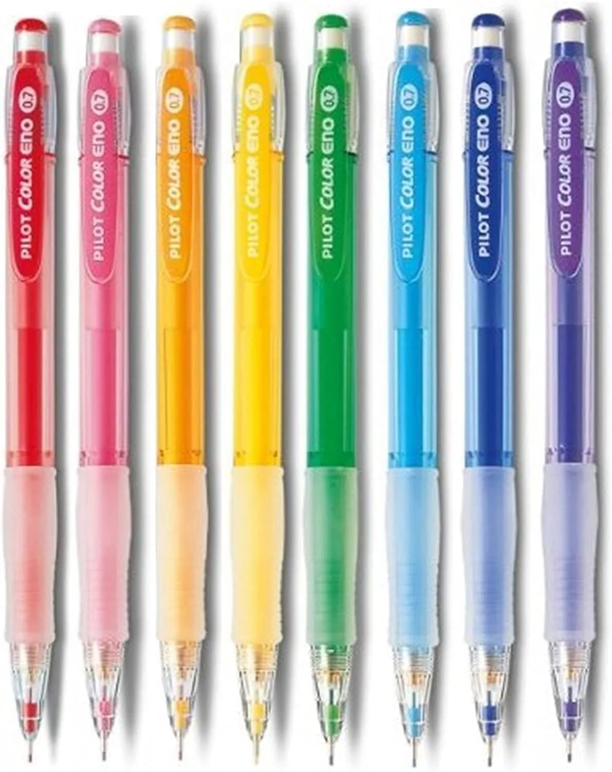 PILOT Color Eno 0.7mm Mechanical Pencil 8 Color Set | Erasable Ink, Hexagonal Grip - main product image