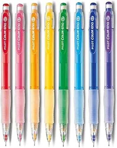 PILOT Color Eno 0.7mm Mechanical Pencil 8 Color Set | Erasable Ink, Hexagonal Grip thumbnail 1