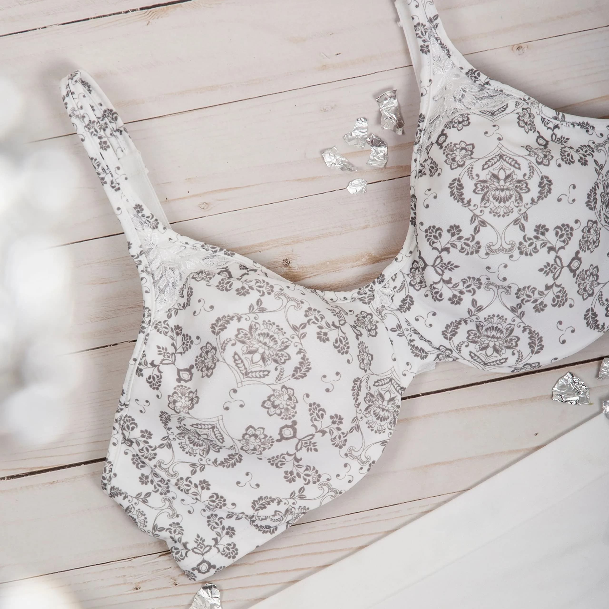 Bali Passion For Comfort Minimizer Underwire Bra, Silver Lace Print, 34DDD | Seamless, Full Coverage Support thumbnail 2