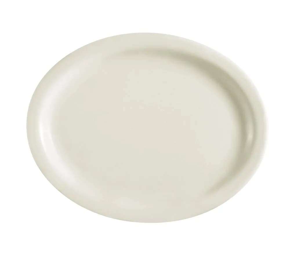 CAC China NRC-13 Narrow Rim 11-1/2-Inch by 9-Inch American White Stoneware Oval Platter, Box of 12 | Durable & Trendy Serveware
