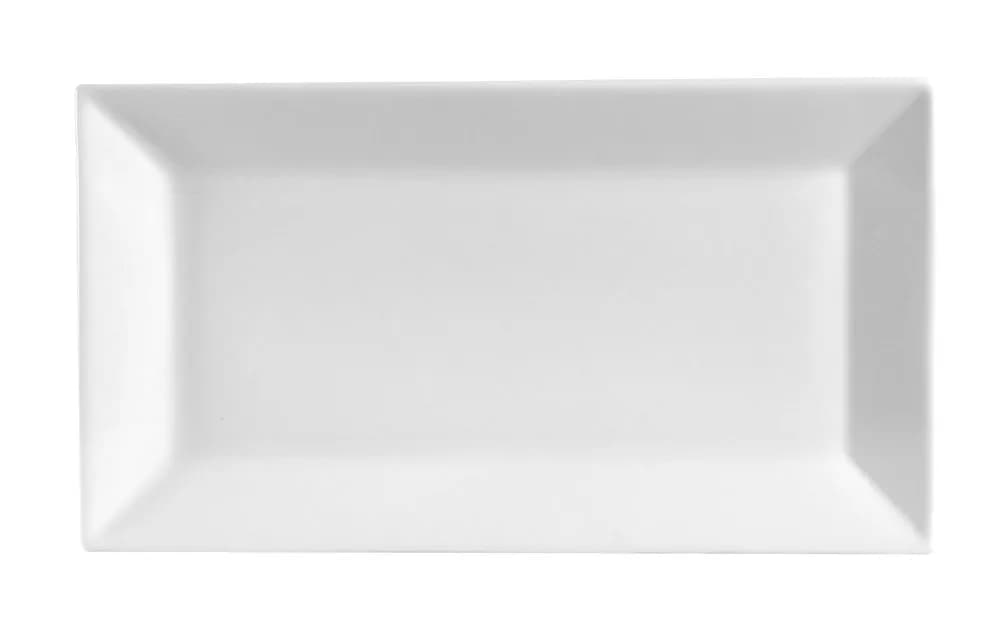 CAC China KSE-51 Kingsquare 14-1/2-Inch x 8-1/4-Inch Super White Porcelain Rectangular Platter | Modern & Durable