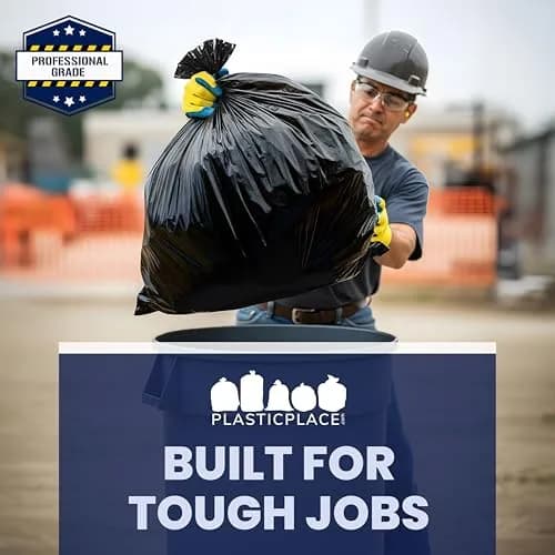 Plasticplace Contractor Trash Bags 33 Gallon | Heavy Duty 3.0 Mil, Black, 50 Count thumbnail 7