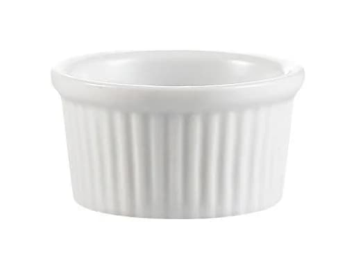 CAC China Accessories 2-5/8-Inch by 1-1/2-Inch 2-Ounce Super White Porcelain Round Fluted Ramekin, Box of 48 | Durable, Oven & Dishwasher Safe thumbnail 1