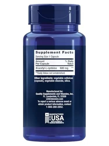 Life Extension N-Acetyl-L-Cysteine (NAC) 600 mg Capsules | Potent Antioxidant Support for Immune, Liver & Respiratory Health thumbnail 2