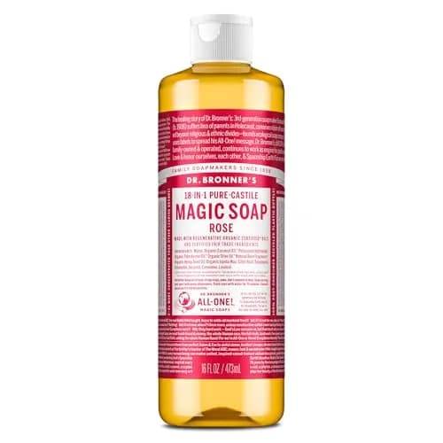 Dr. Bronner's Rose Pure-Castile Liquid Soap 473ml (16 Fl Oz) | Gentle All-Purpose Cleanser thumbnail 1