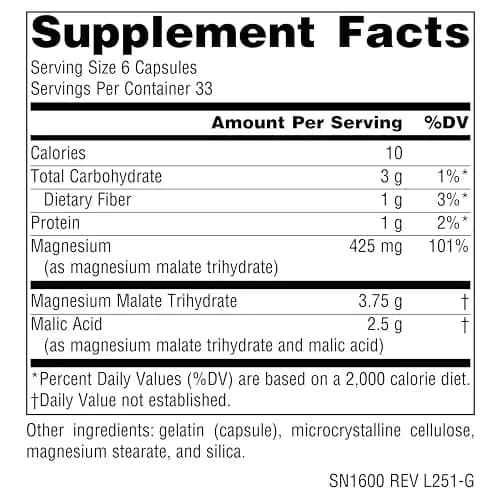 Source Naturals Magnesium Malate 3750 MG (200 Capsules) | Supports Muscles & Energy Production thumbnail 2