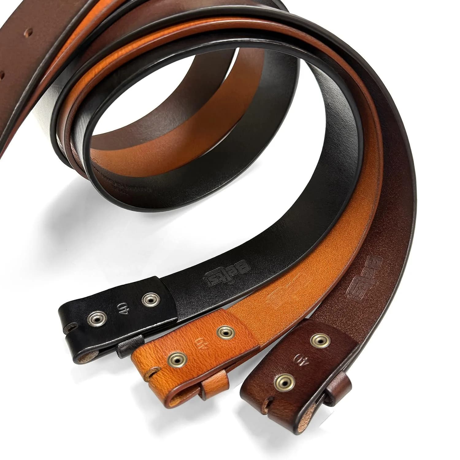 Belts.com Full Grain Leather Belt Strap 38mm (1.5") Black | Genuine Leather, Snap Buckle System - view 4