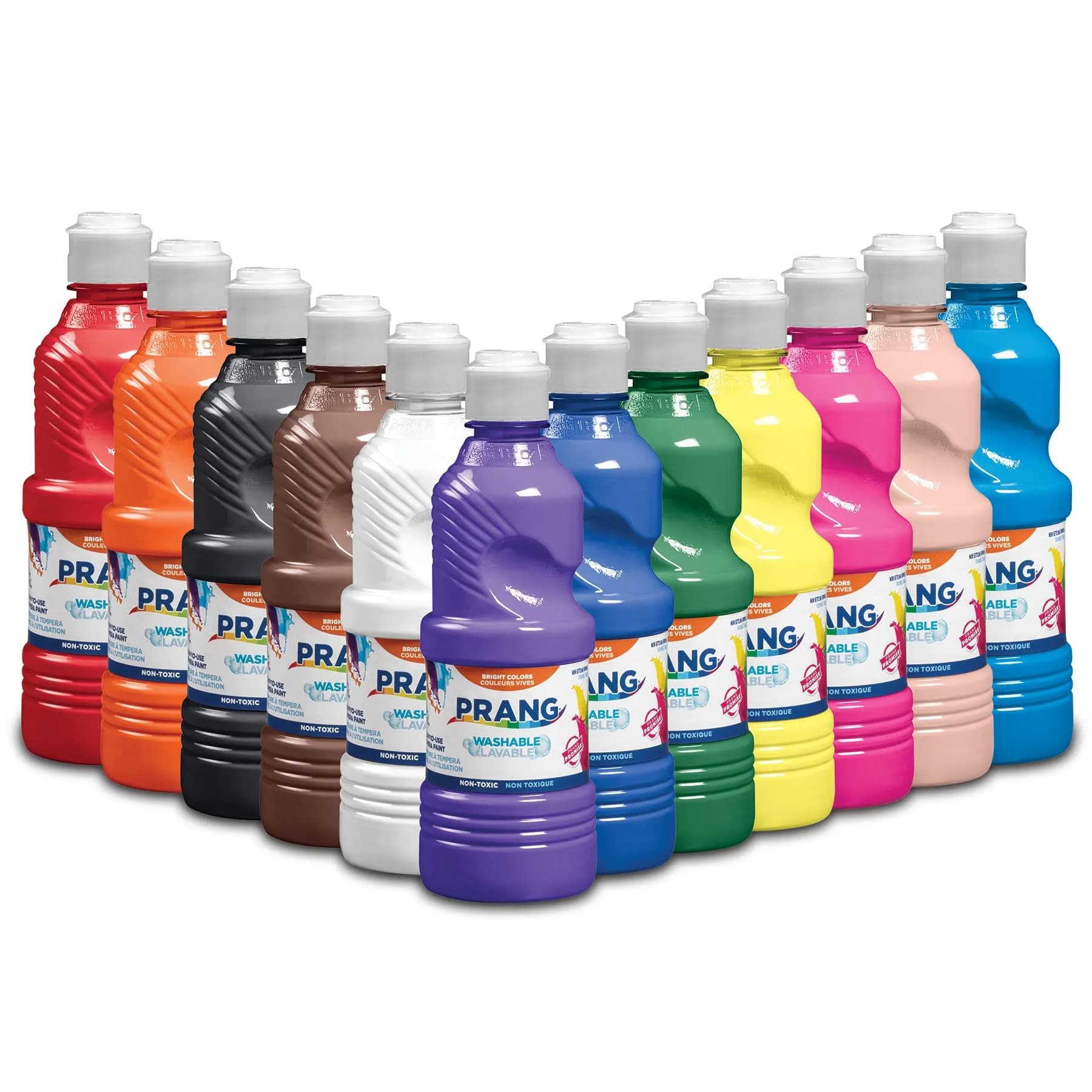 Prang Washable Tempera Paint, Assorted Colors, 16 Oz., 12 Count | Bright, Washable, Kid-Safe