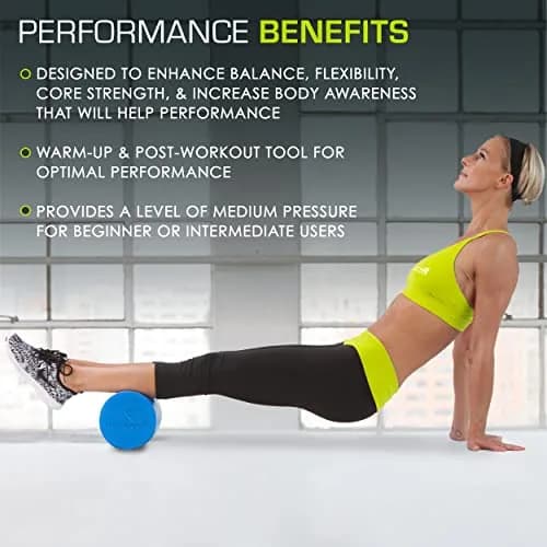 ProsourceFit Flex Foam Roller for Muscle Massage & Balance Exercises, 30.48cm x 15.24cm (12"x6") Blue | Firm EPE Foam for Core Strength & Recovery thumbnail 4